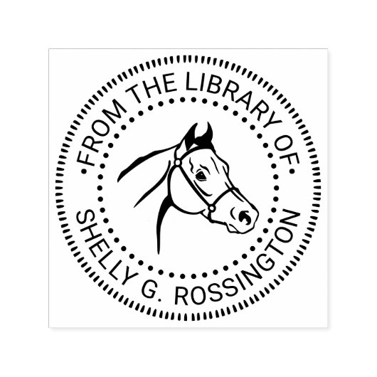 Paardenhoofd “Uit de bibliotheek van” Boeknaam NT Zelfinktende Stempel (Design)