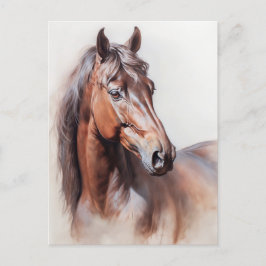 Paardenillustratie Bruin Paard Postcrossing Briefkaart