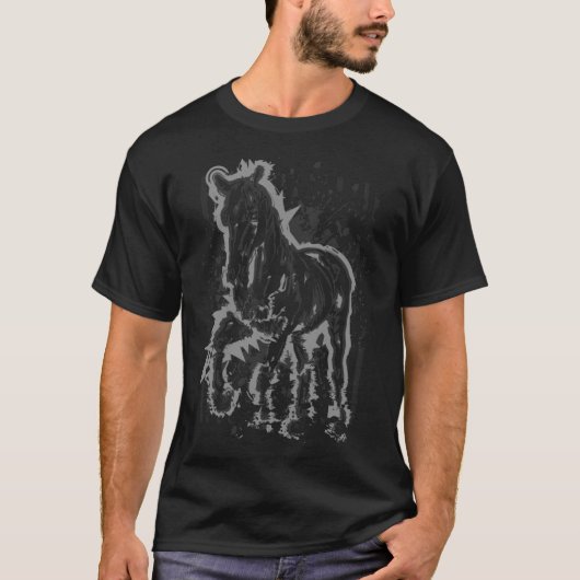 Paardenillustratie Horseriding rijdt op een rodeo  T-shirt (Voorkant)