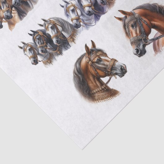 Paardenillustraties inclusief twee lange rijen tissuepapier (Detail)