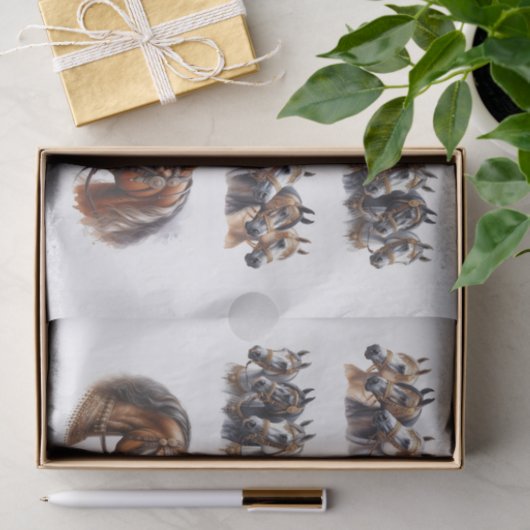 Paardenillustraties inclusief twee lange rijen tissuepapier (Geschenk)