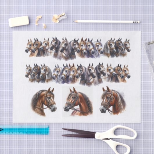 Paardenillustraties inclusief twee lange rijen tissuepapier (Craft)