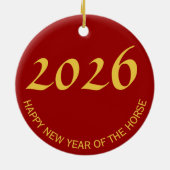 Paardenjaar met goudrelig symbool Zodiac RCO Keramisch Ornament (Achterkant)