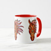 Paardenjuweel mozaïek kleurrijke cowgirl bruin roo mok (Voorkant rechts)