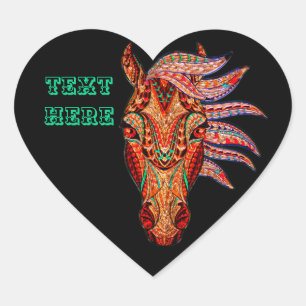 Paardenjuweel mozaïek kleurrijke cowgirl zwart bru hart sticker