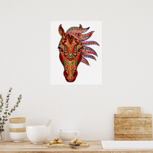 Paardenjuweel mozaïekkleurig cowgirl equestrian poster (Keuken)