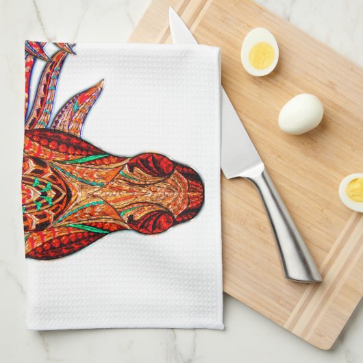 Paardenjuweel mozaïekkleurig cowgirl equestrian theedoek (Quarter Fold)