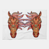 Paardenjuweel mozaïekkleurig cowgirl equestrian theedoek (Horizontaal)