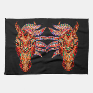 Paardenjuweel mozaïekkleurig cowgirl equestrian theedoek