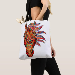 Paardenjuweel mozaïekkleurig cowgirl equestrian tote bag