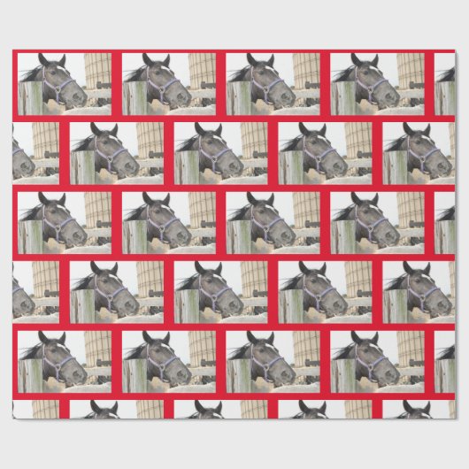 Paardenkaas op een omheining cadeaupapier (Vlak)