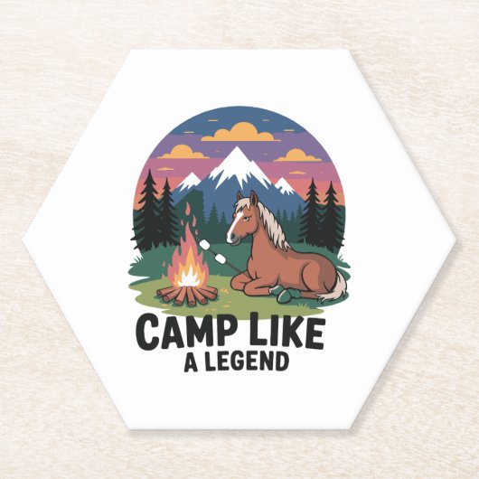 Paardenkamp als een legende Camping Kartonnen Onderzetters (Voorkant)