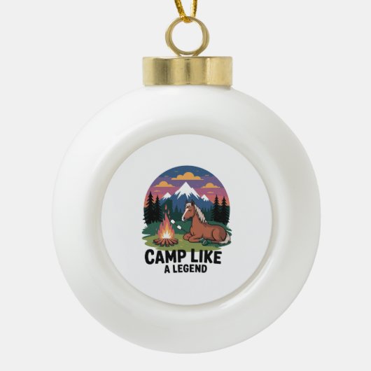 Paardenkamp als een legende Camping Keramische Bal Ornament (Voorkant)