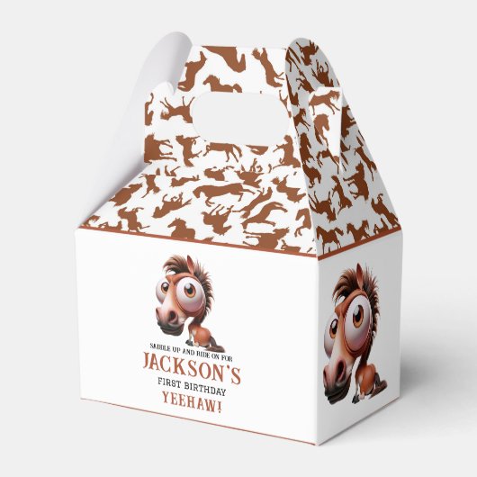 Paardenkarikaturen 1e verjaardagsfeest bedankdoosjes (Achterkant)