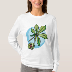 Paardenkastanje blad en vrucht t-shirt