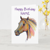 Paardenkastanje Paard Verjaardag Kaart (Gele Bloem)