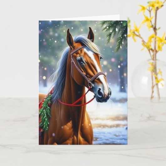 Paardenkerst Kaart (Gele Bloem)