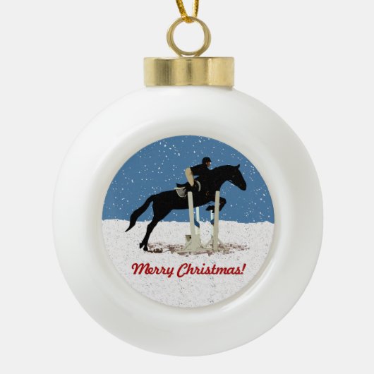  paardenkerst keramische bal ornament (Voorkant)