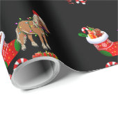 Paardenkerstlampjes met Funny Santa Hat Christm Cadeaupapier (Rol Hoek)