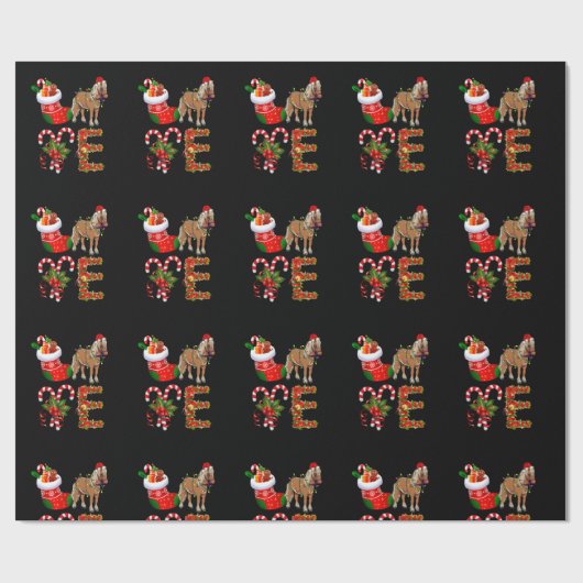 Paardenkerstlampjes met Funny Santa Hat Christm Cadeaupapier (Vlak)