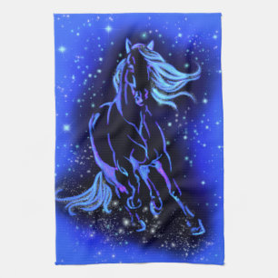 Paardenkeukenhanddoek met blauwe Sterrennacht Theedoek