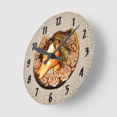 Paardenklok met rozen ronde klok (Hoek)