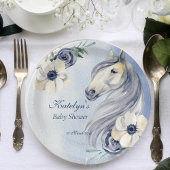 Paardenkoeienmeisje baby shower floral gepersonali papieren bordje