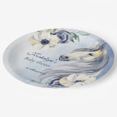 Paardenkoeienmeisje baby shower floral gepersonali papieren bordje (Gekanteld)