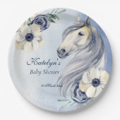 Paardenkoeienmeisje baby shower floral gepersonali papieren bordje (Voorkant)