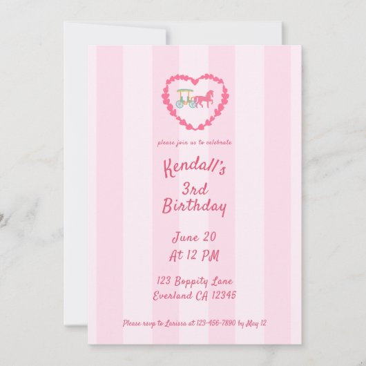 Paardenkoets Prinses Derde Verjaardag Kaart (Voorkant)