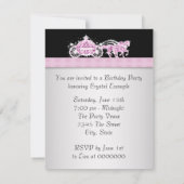 Paardenkoets Roze Zwarte Prinses Verjaardagsfeest Kaart (Achterkant)