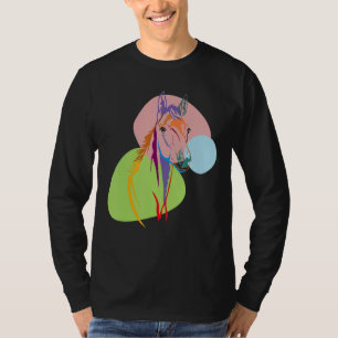 Paardenkop Abstract Kleurrijk hardlopen en racen T-shirt