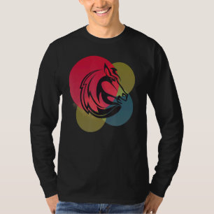 Paardenkop Abstract kleurrijk minimalistisch desig T-shirt