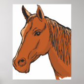 Paardenkop Bruine Boerderij Dier Poster (Voorkant)
