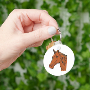 Paardenkop Bruine Boerderij Dier Sleutelhanger