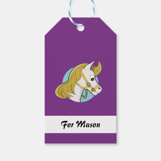 Paardenkop cartoon cadeaulabel (Voorkant)