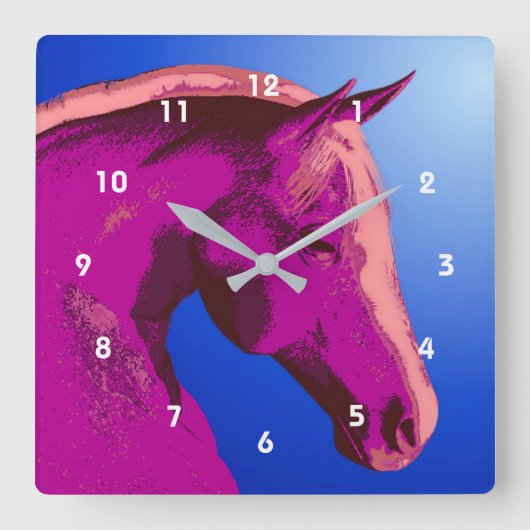 Paardenkop Dier Kunst Vierkante Klok (Voorkant)