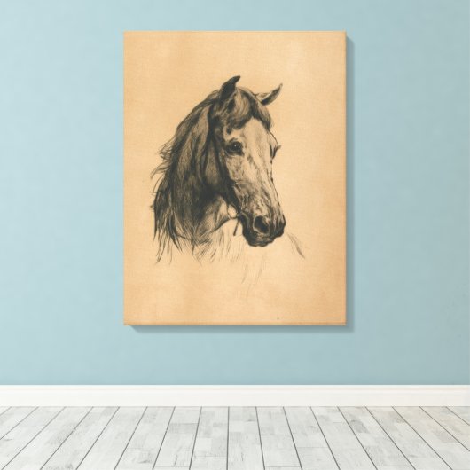 Paardenkop (door Heywood Hardy) Canvas Afdruk (Insitu (Houten vloer))