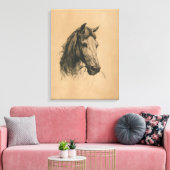 Paardenkop (door Heywood Hardy) Canvas Afdruk (Insitu (Woonkamer))
