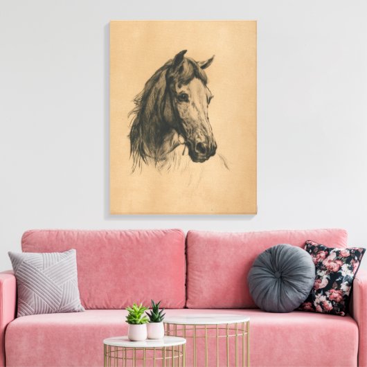 Paardenkop (door Heywood Hardy) Canvas Afdruk (Insitu (Woonkamer))