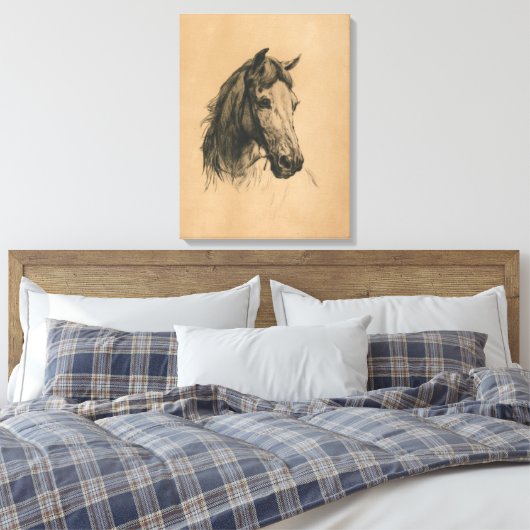 Paardenkop (door Heywood Hardy) Canvas Afdruk (Insitu (Slaapkamer))