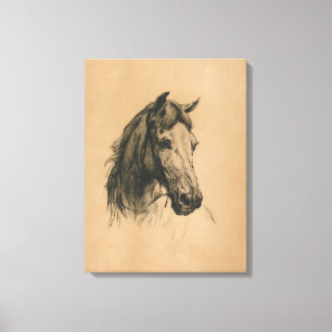 Paardenkop (door Heywood Hardy) Canvas Afdruk