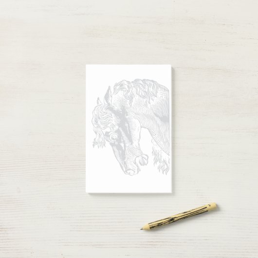  paardenkop grijs op wit post-it® notes (Op bureau)