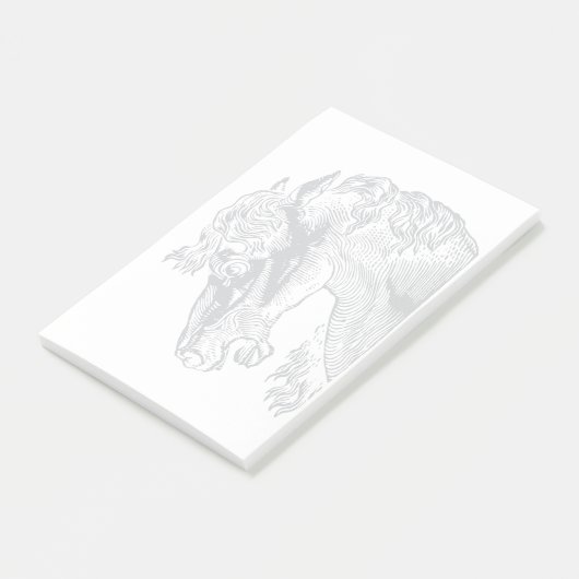  paardenkop grijs op wit post-it® notes (Schuin)