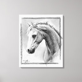 Paardenkop Houtskool tekening Equine kunst Canvas Afdruk