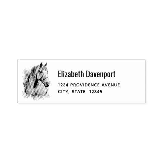 Paardenkop Illustratie Adres Zelfinktende Stempel (Design)