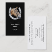 Paardenkop in een hoefijzer boer visitekaartje (Voorkant / Achterkant)