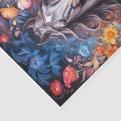 Paardenkop in surrealistisch schilderij met oerwou tissuepapier (Detail)