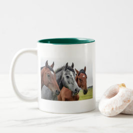 Paardenkop Klassieke Witte Mok Equestrian Groene R