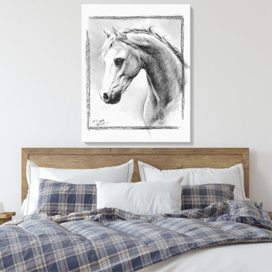 Paardenkop Kool trekken Equine art Canvas Afdruk (Insitu (Slaapkamer))